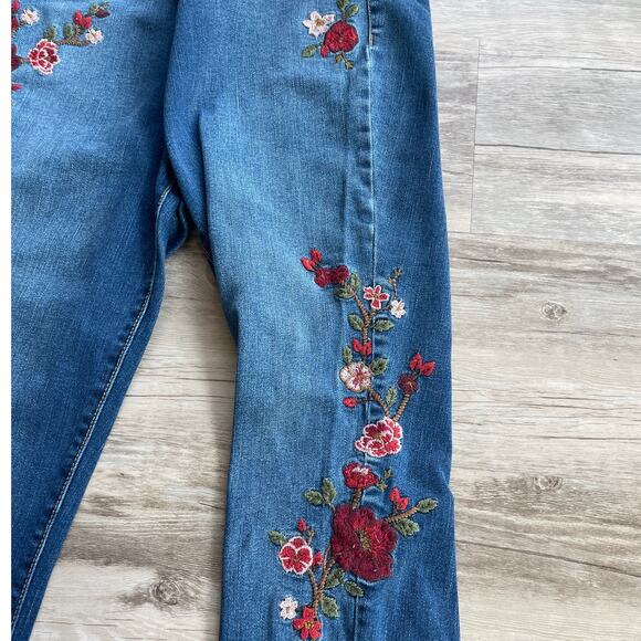 MOSSIMO Womens Denim High Rise Jegging Jeans size 6/28 Navy Blue Floral AJ09 - Picture 2 of 7